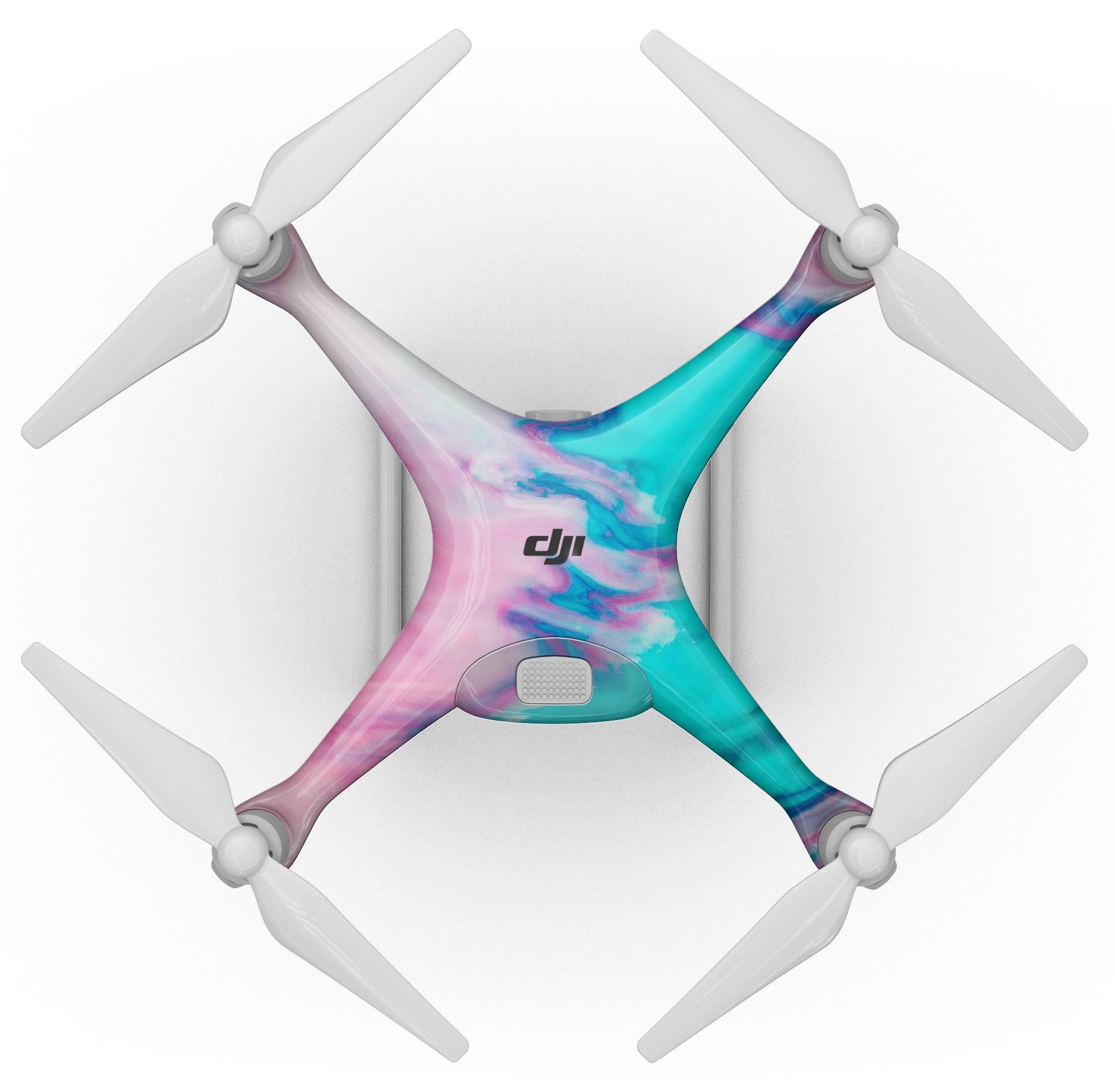 Marbleized Pink and Blue Paradise V432 Full-Body Skin Kit for DJI Phantom 4 Drone, showcasing a vibrant and unique design.